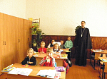 Священство Богучарского благочиния на линейках, посвящённых Дню знаний