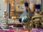 Правящий архиерей совершил Литургию Преждеосвященных Даров в Казанском храме г. Павловск и вручил настоятелю богослужебно-иерархическую награду 