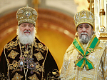 Епископ Россошанский и Острогожский Андрей сослужил Святейшему Патриарху Кириллу в Храме Христа Спасителя в одиннадцатую годовщину интронизации Его Святейшества