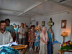 Божественная литургия во временном храме в честь Всемилостивого Спаса при строящемся духовно-просветительском  центре