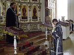 Благочинный иеромонах Тихон (Жданов) совершил молебен великомученику Феодору Тирону и чин освящения колива