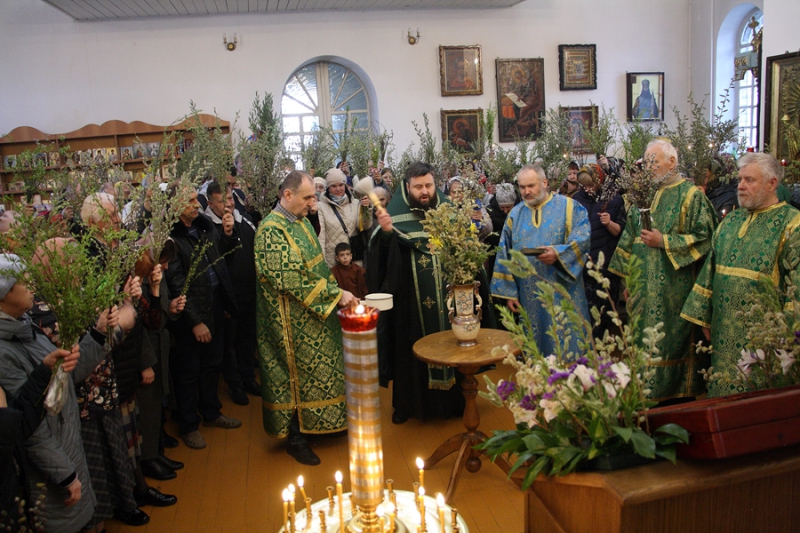 В Казанском храме Каменки молитвенно встретили Вербное воскресение