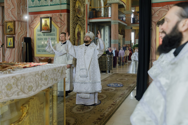 В Лазареву субботу епископ Россошанский и Острогожский Дионисий совершил Божественную литургию в Свято-Ильинском кафедральном соборе города Россоши