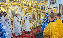В праздник Рождества Христова в Тихоновском соборном храме города Острогожска совершили Божественную литургию