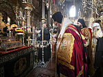 Митрополит Воронежский и Лискинский Сергий молился за Всенощным бдением в монастыре Ватопед
