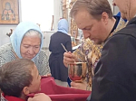 В храме Преображения Господня села Заболотовка ученики Дроздовской школы помолились на праздничном богослужении в день Благовещения