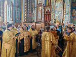 Епископ Россошанский и Острогожский Дионисий совершил молебен с акафистом святителю Тихону, Патриарху Московскому, в Благовещенском кафедральном соборе г. Воронежа