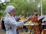 Епископ Дионисий возглавил Божественную литургию на территории Верхнемамонского казачьего кадетского корпуса с. Гороховка и совершил закладку камня в основание храма