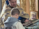 В храме Преображения Господня села Заболотовка ученики Дроздовской школы помолились на праздничном богослужении в день Благовещения