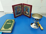 Настоятель Покровского храма села Поповка благословил школьников перед сдачей экзаменов