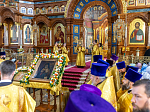 Торжественное соборное богослужение в праздник Собора Воронежских святых было совершено в Благовещенском кафедральном соборе города Воронежа