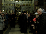 В понедельник первой седмицы Великого поста Преосвященнейший епископ Дионисий совершил повечерие с чтением Великого канона преподобного Андрея Критского в Свято-Ильинском соборе города Россоши