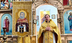 В храме Преображения Господня села Заболотовка освятили хоругвь с ликом местночтимого священномученика