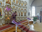 В понедельник третьей седмицы Великого поста Правящий Архиерей совершил Литургию Преждеосвященных Даров в храме святителя Митрофана Воронежского села Верхний Мамон