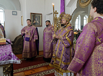 В понедельник третьей седмицы Великого поста Правящий Архиерей совершил Литургию Преждеосвященных Даров в храме святителя Митрофана Воронежского села Верхний Мамон