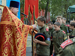 Епископ Дионисий возглавил Божественную литургию на территории Верхнемамонского казачьего кадетского корпуса с. Гороховка и совершил закладку камня в основание храма