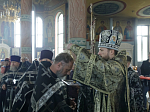 Преосвященнейший епископ Дионисий совершил в Свято-Ильинском кафедральном соборе города Россоши последнюю в этом году Литургию Преждеосвященных Даров