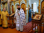 В храме Казанской иконы Божией Матери поселка Каменка состоялась Божественная литургия и передача в дар иконы преподобного Гавриила Самтаврийского