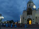 Накануне праздника Успения Пресвятой Богородицы Архипастырь совершил всенощное бдение с чином Погребения Плащаницы Божией Матери в Ильинском кафедральном соборе Россоши