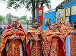 Епископ Дионисий возглавил Божественную литургию на территории Верхнемамонского казачьего кадетского корпуса с. Гороховка и совершил закладку камня в основание храма