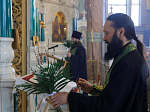 В канун праздника Входа Господня в Иерусалим Архипастырь совершил всенощное бдение в Свято-Ильинском кафедральном соборе города Россоши