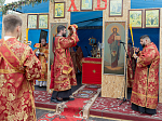 Епископ Дионисий возглавил Божественную литургию на территории Верхнемамонского казачьего кадетского корпуса с. Гороховка и совершил закладку камня в основание храма