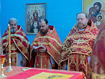 Епископ Дионисий возглавил Божественную литургию на территории Верхнемамонского казачьего кадетского корпуса с. Гороховка и совершил закладку камня в основание храма