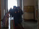 В среду четвертой седмицы Великого поста Преосвященнейший епископ Дионисий совершил Литургию Преждеосвященных Даров в храме Богоявления Господня села Сухой Донец