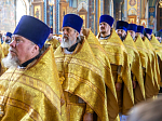 Торжественное соборное богослужение в праздник Собора Воронежских святых было совершено в Благовещенском кафедральном соборе города Воронежа