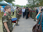 Епископ Дионисий возглавил Божественную литургию на территории Верхнемамонского казачьего кадетского корпуса с. Гороховка и совершил закладку камня в основание храма