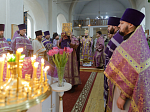 В понедельник третьей седмицы Великого поста Правящий Архиерей совершил Литургию Преждеосвященных Даров в храме святителя Митрофана Воронежского села Верхний Мамон