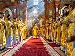 Торжественное соборное богослужение в праздник Собора Воронежских святых было совершено в Благовещенском кафедральном соборе города Воронежа